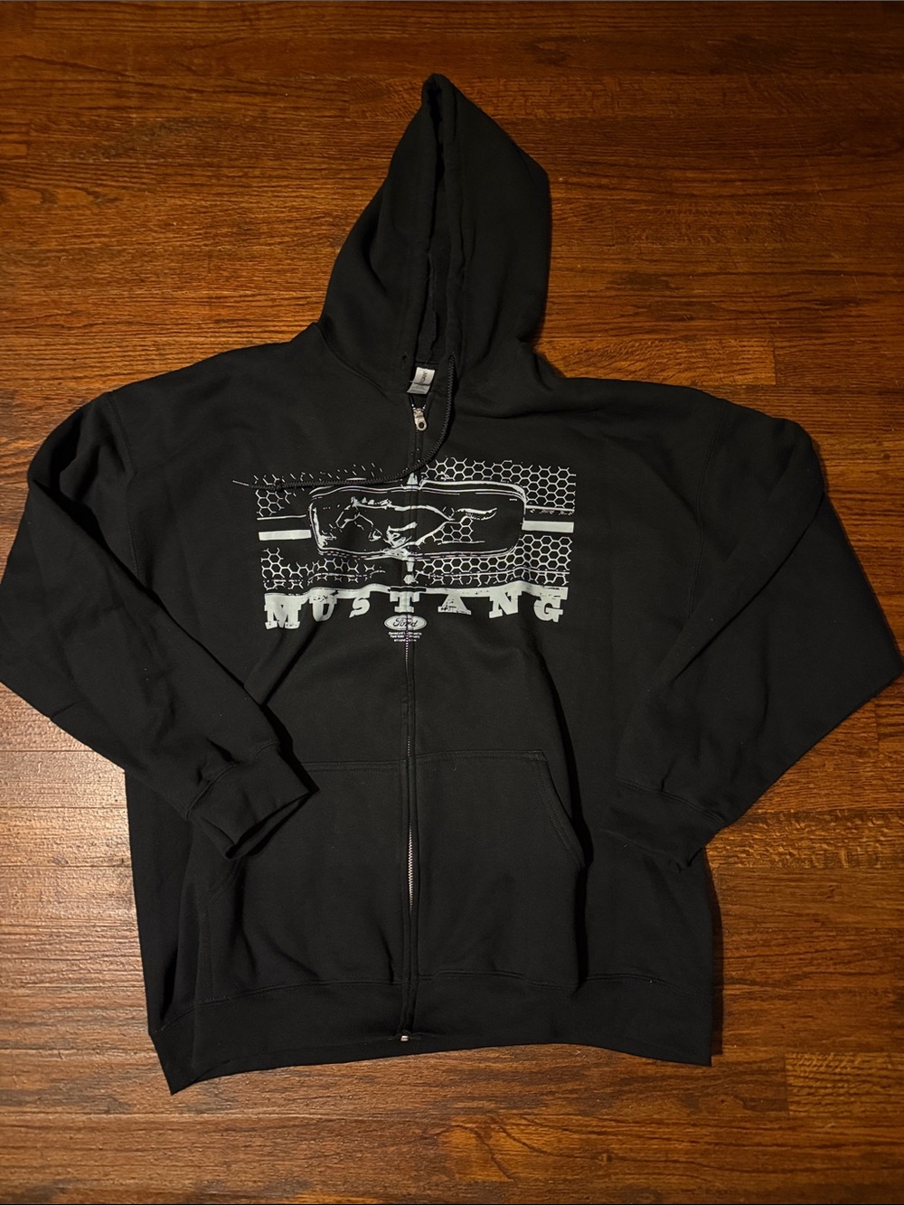 Gildan Black Full-Zip Hoodie with Mustang Graphic